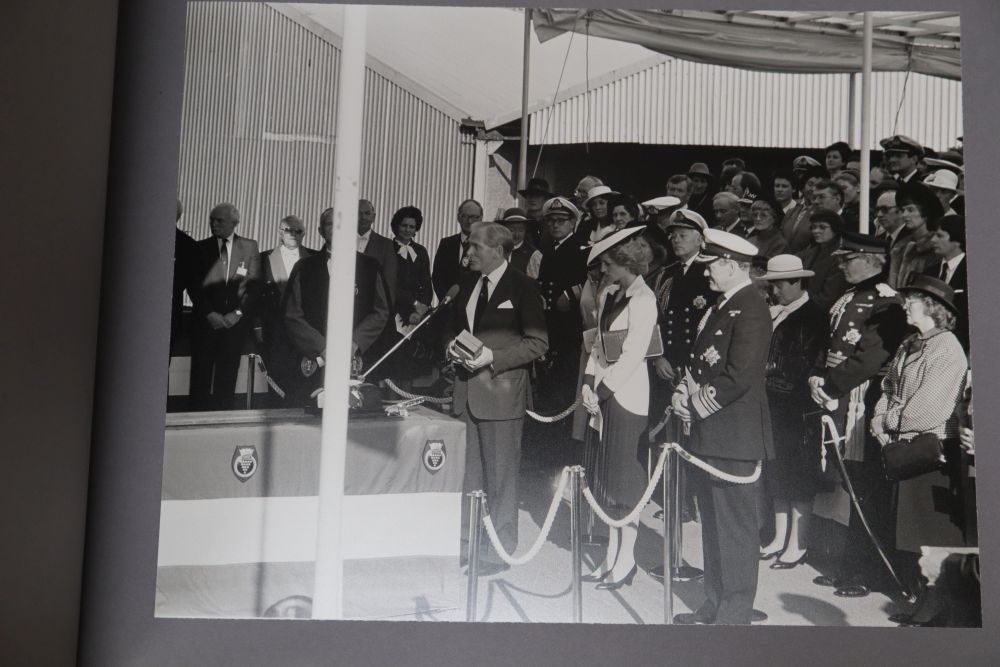 The Launch of HMS Cornwall by HRH Princess of Wales at Yarrow Shipbuilders Ltd, 14 October 1985 official visit photo album